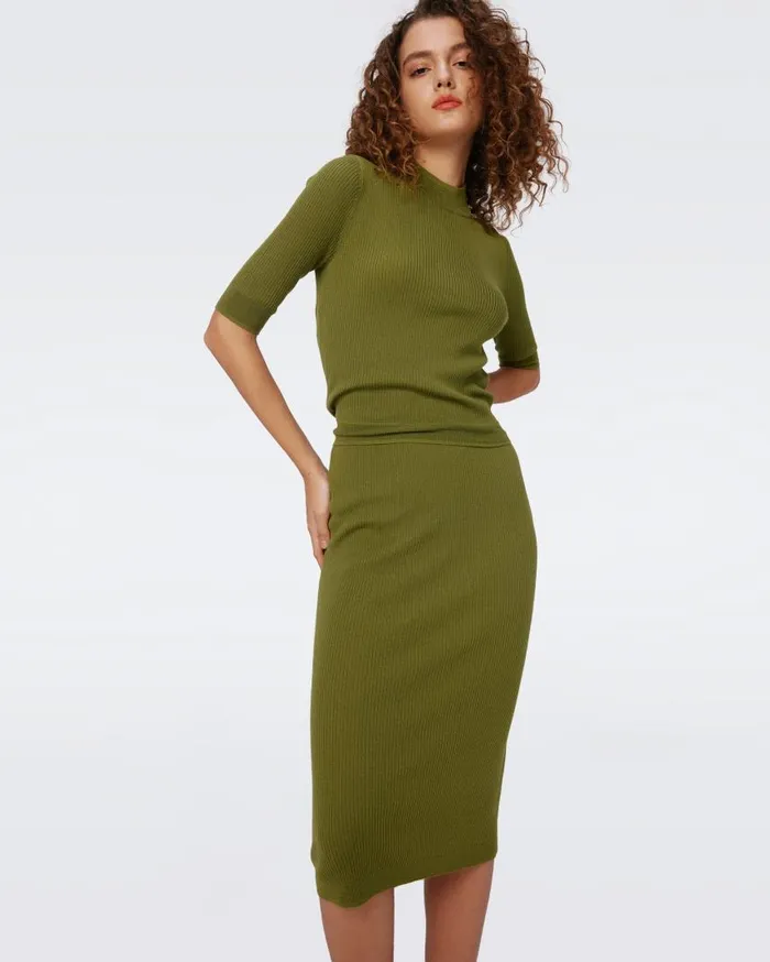 DVF Skirts Women Micah Wool Skirt Avocado