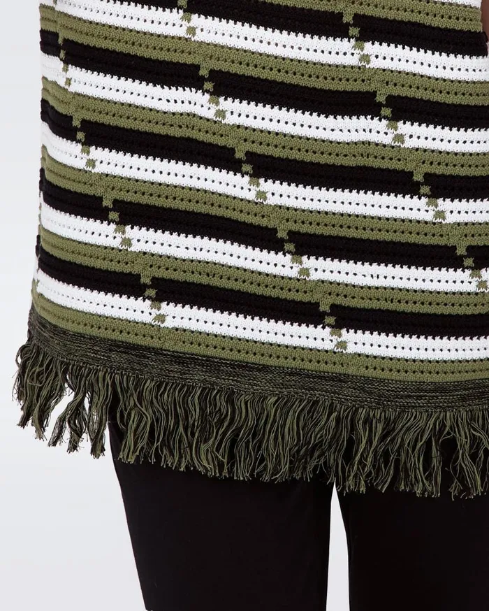 DVF Tops Women Cassie Crochet Top Summer Stripe Olive Green