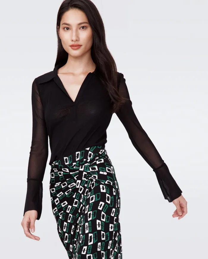 DVF Tops Women Mackenzie Mesh Top Black