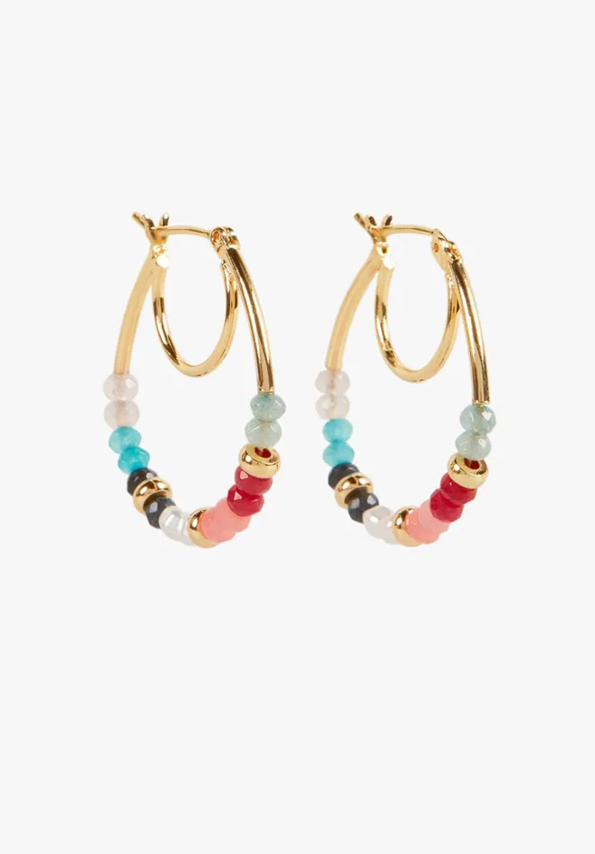 Earrings Women Hush Skyros Beaded Hoop Earrings Goldmulti