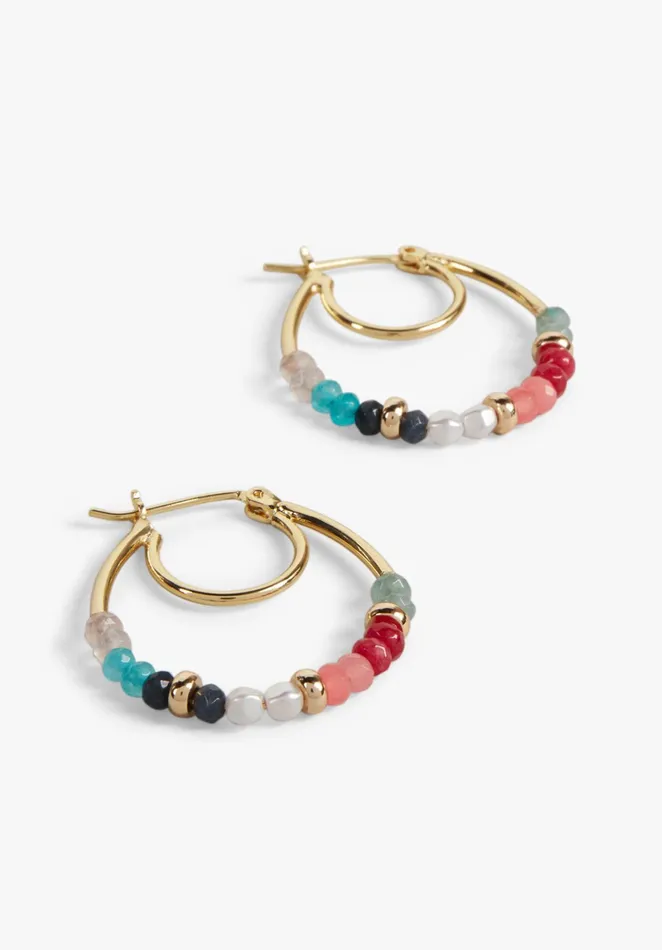 Earrings Women Hush Skyros Beaded Hoop Earrings Goldmulti
