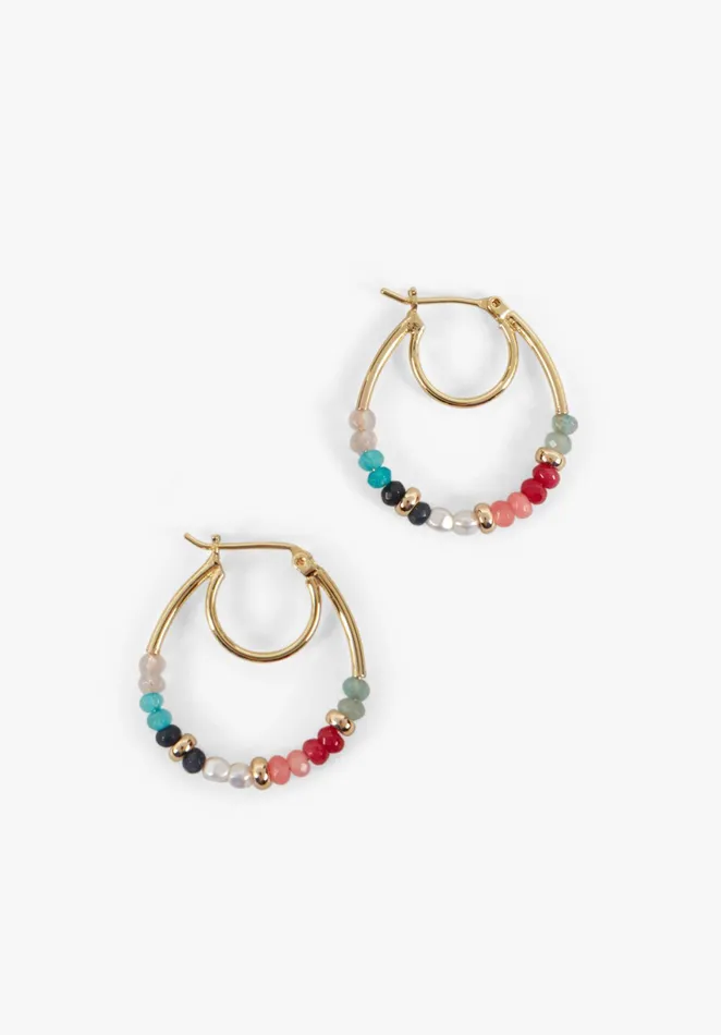 Earrings Women Hush Skyros Beaded Hoop Earrings Goldmulti