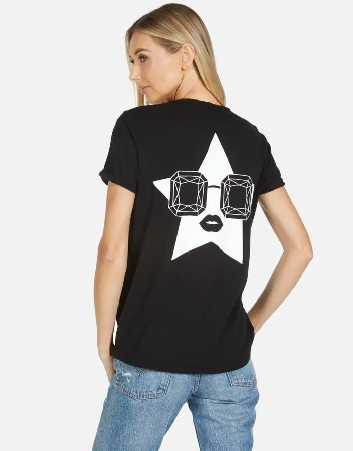 Edda Bling Star Black Women Lauren Moshi Short Sleeve