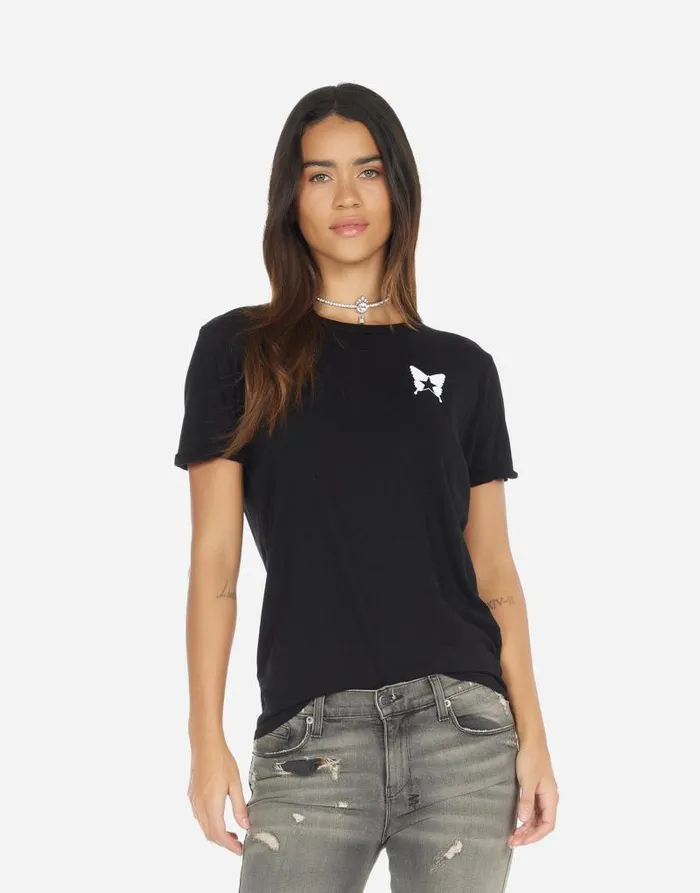 Edda Rock Star Butterfly Black Women Lauren Moshi Short Sleeve