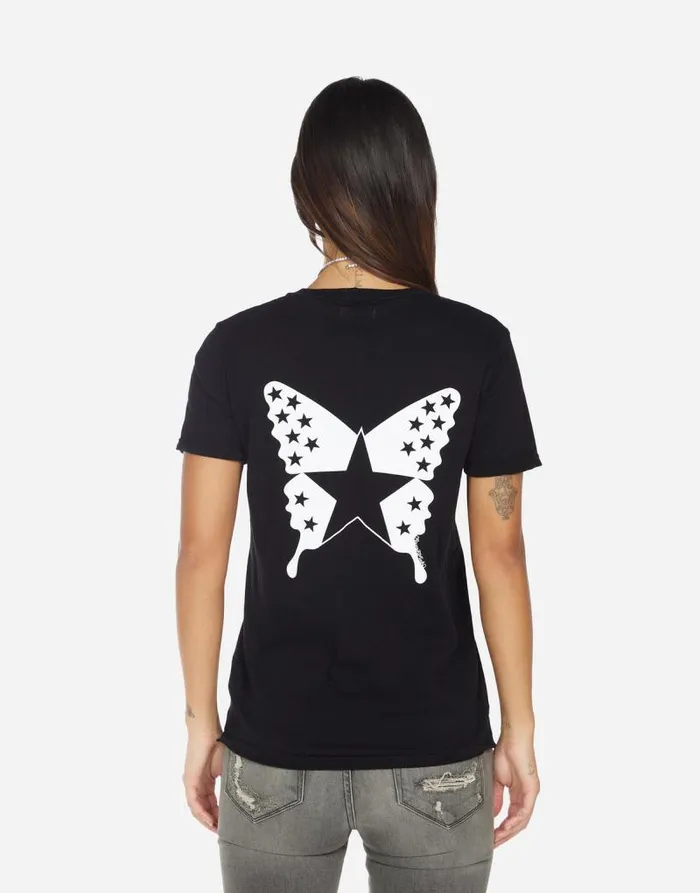 Edda Rock Star Butterfly Black Women Lauren Moshi Short Sleeve