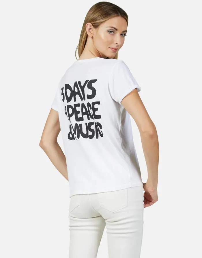 Edda Woodstock Peace White Women Lauren Moshi Short Sleeve