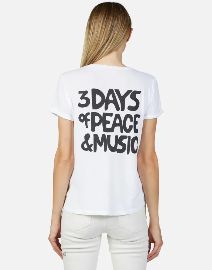 Edda Woodstock Peace White Women Lauren Moshi Short Sleeve