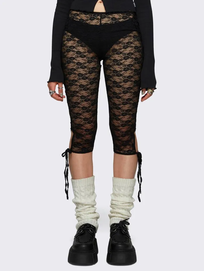 Elara Black Lace Capri Leggings Women Minga London Socks and Tights