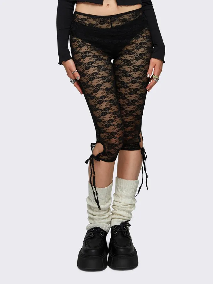 Elara Black Lace Capri Leggings Women Minga London Socks and Tights