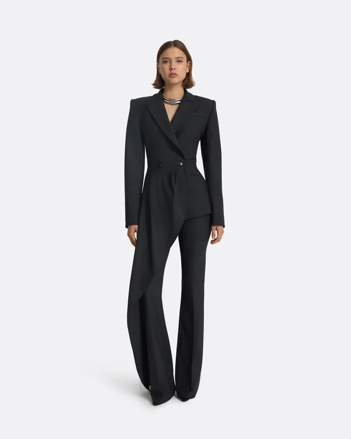 Elorena Charcoal Wool Jacket Charcoal Women Jackets and Coats Safiyaa