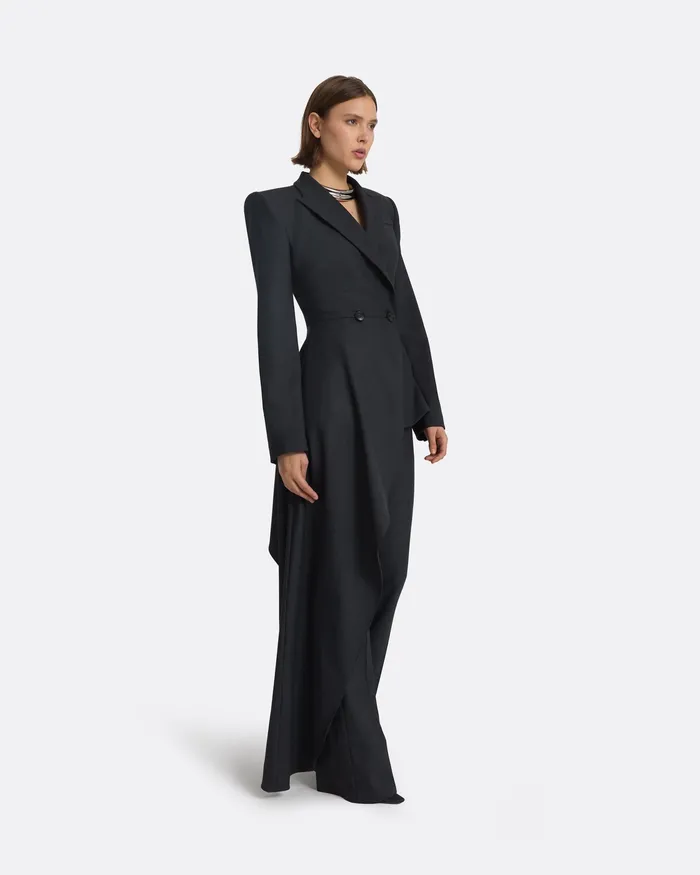 Elorena Charcoal Wool Jacket Charcoal Women Jackets and Coats Safiyaa