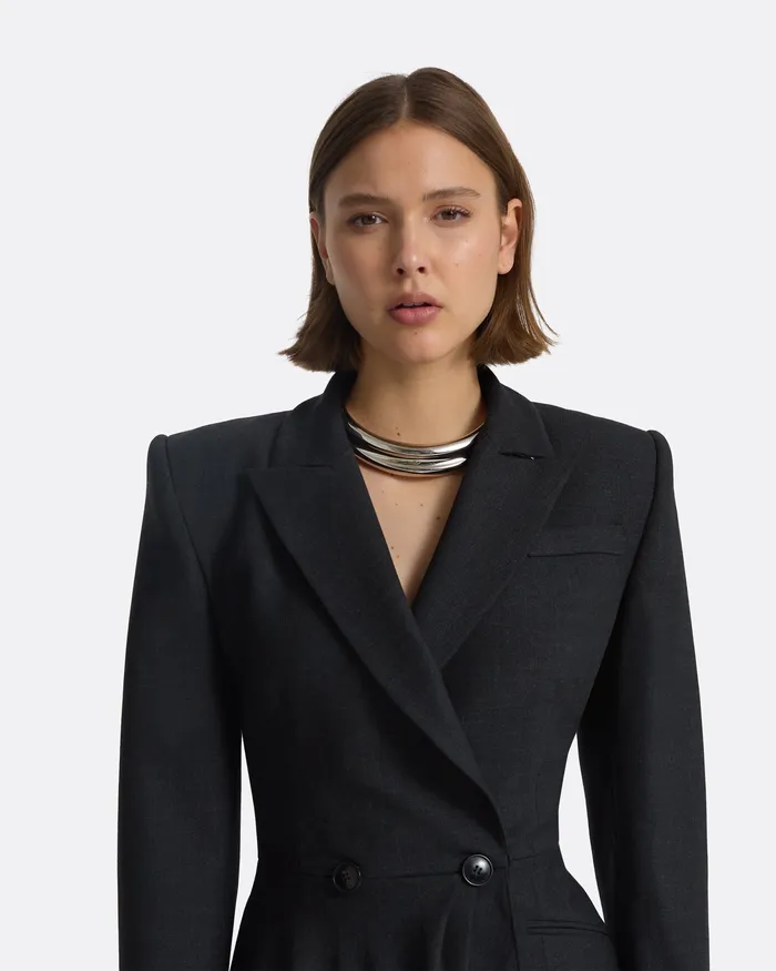 Elorena Charcoal Wool Jacket Charcoal Women Jackets and Coats Safiyaa