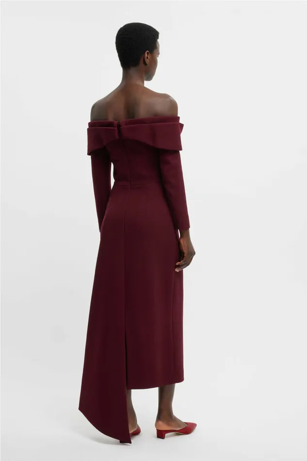 Emilia Wickstead Derika Dress In Burgundy Double Crepe Women Dresses