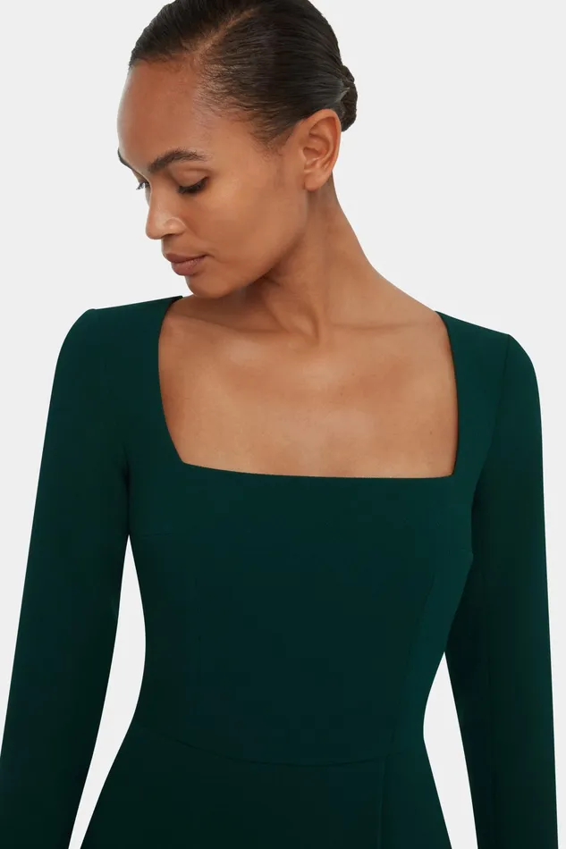Emilia Wickstead Glenda Dress In Emerald Double Crepe Women Dresses