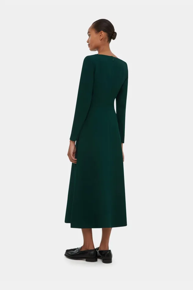 Emilia Wickstead Glenda Dress In Emerald Double Crepe Women Dresses