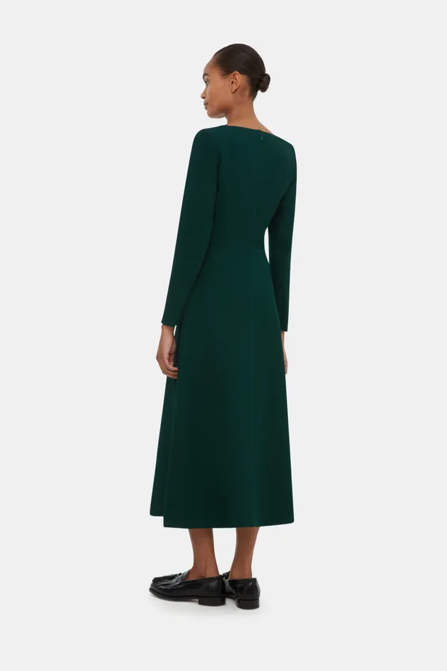 Emilia Wickstead Glenda Dress In Emerald Double Crepe Women Dresses