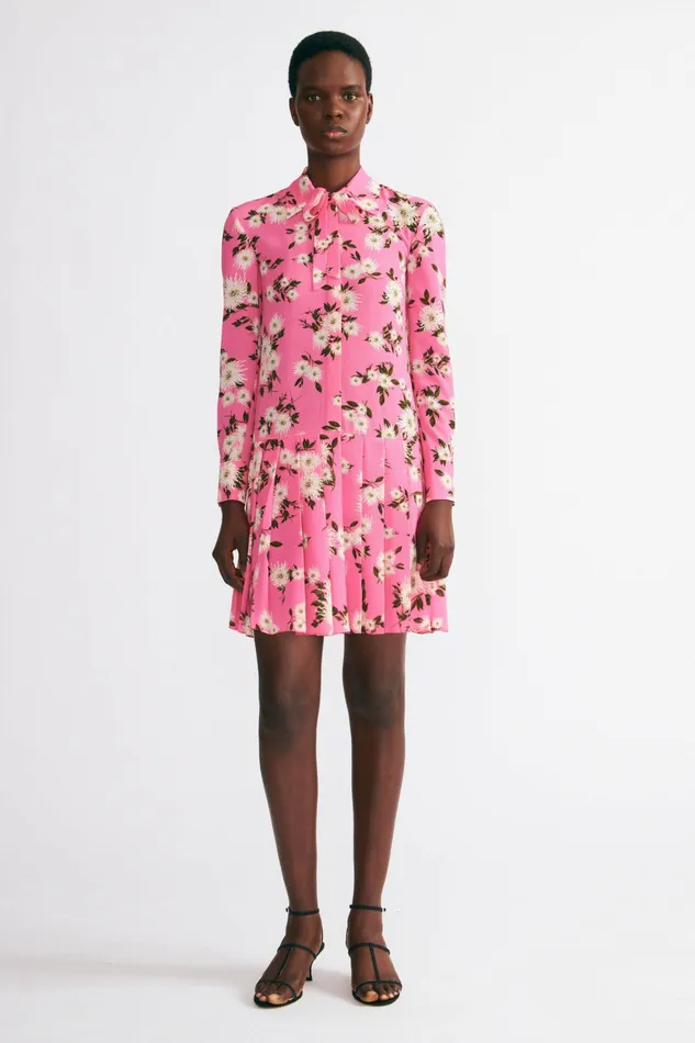 Emilia Wickstead Gunnell Dress In Pink Floral Print Crepe Georgette Women Dresses