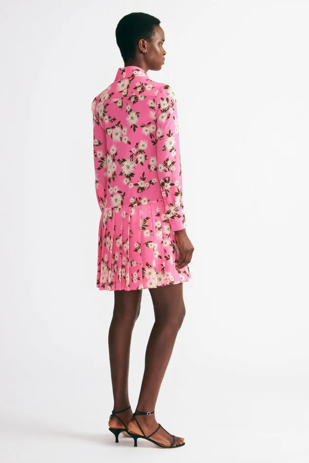 Emilia Wickstead Gunnell Dress In Pink Floral Print Crepe Georgette Women Dresses