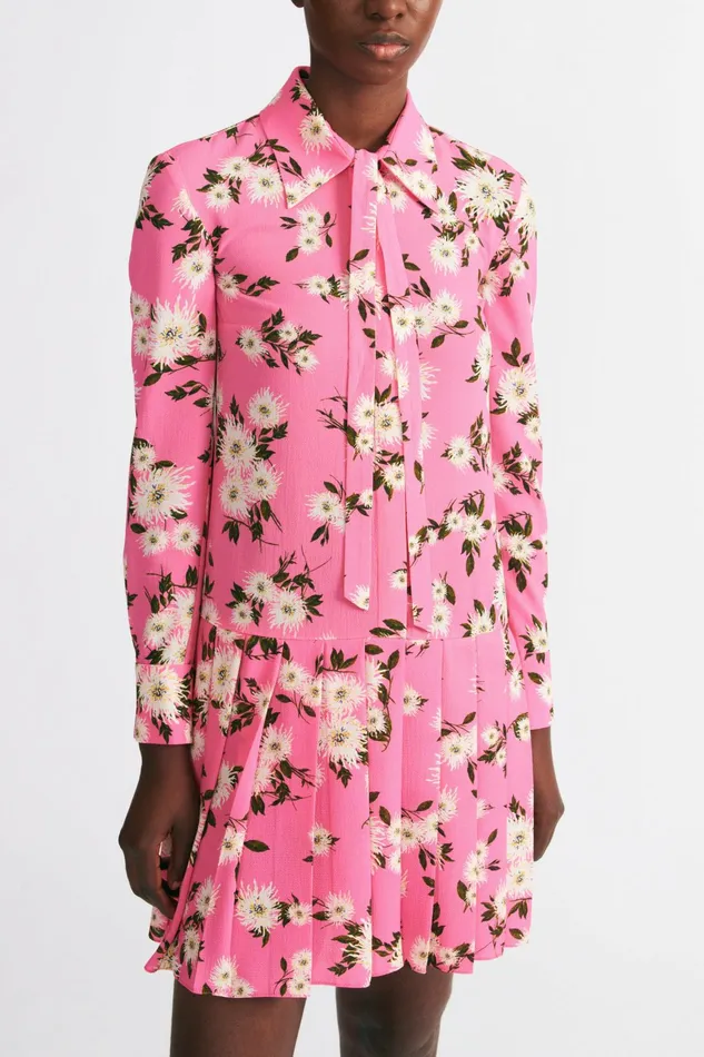 Emilia Wickstead Gunnell Dress In Pink Floral Print Crepe Georgette Women Dresses