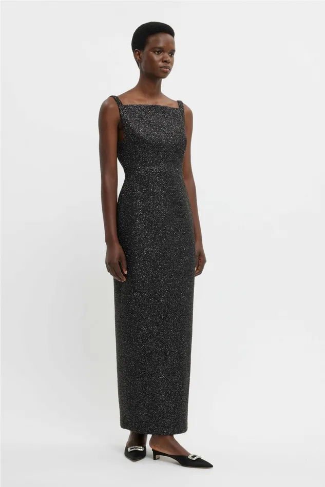 Emilia Wickstead Karolyn Dress In Black Disco Tweed Women Dresses