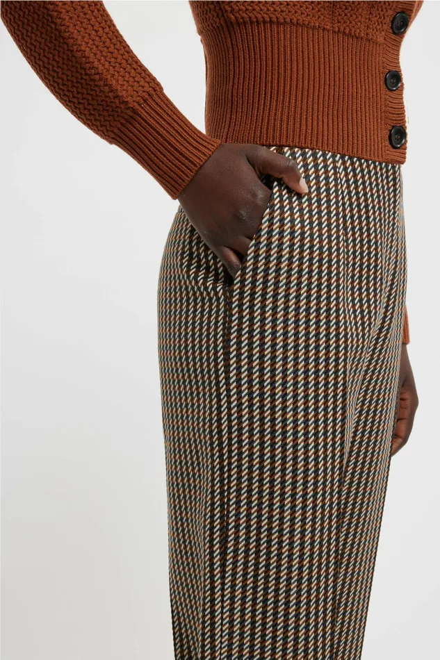 Emilia Wickstead Miggy Trousers In Tan and Ivory Merino Shetland Women Trousers