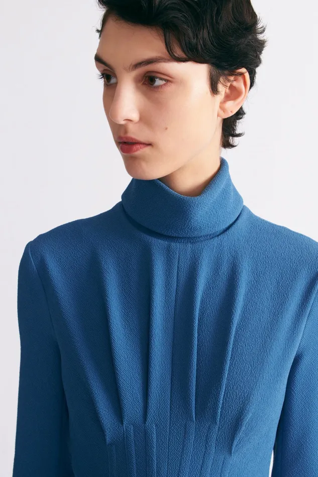 Emilia Wickstead Oakley Dress In Indigo Double Crepe Women Dresses