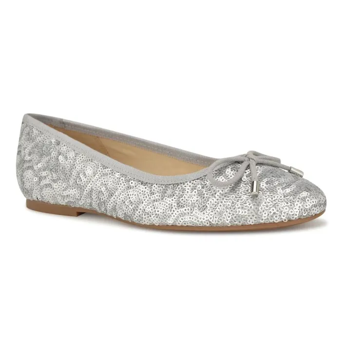 Estieyp Ballet Flats Silver Sequin Women Nine West Flats Estieyp Ballet Flats Silver Sequin Women Nine West Flats