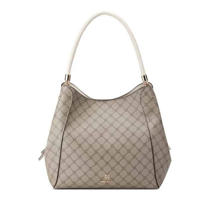 Etta Jet Set Carryall Beige Logomilk Women Nine West Satchels and Shoulder Bags