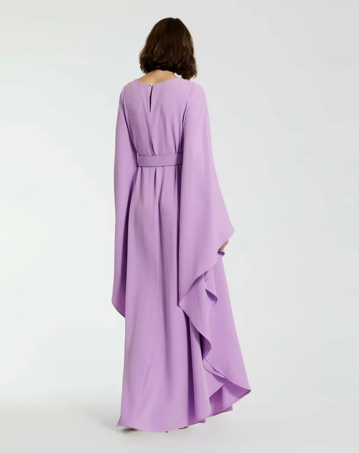 Every Day Dresses Crepe Boat Neck Caftan Dress With Belt Orchid 8211 Mac Duggal Women