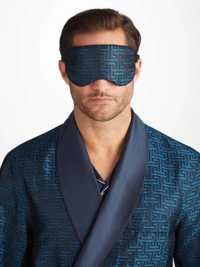 Eye Masks MenWomen Derek Rose Eye Mask Verona 68 Silk Satin Navy