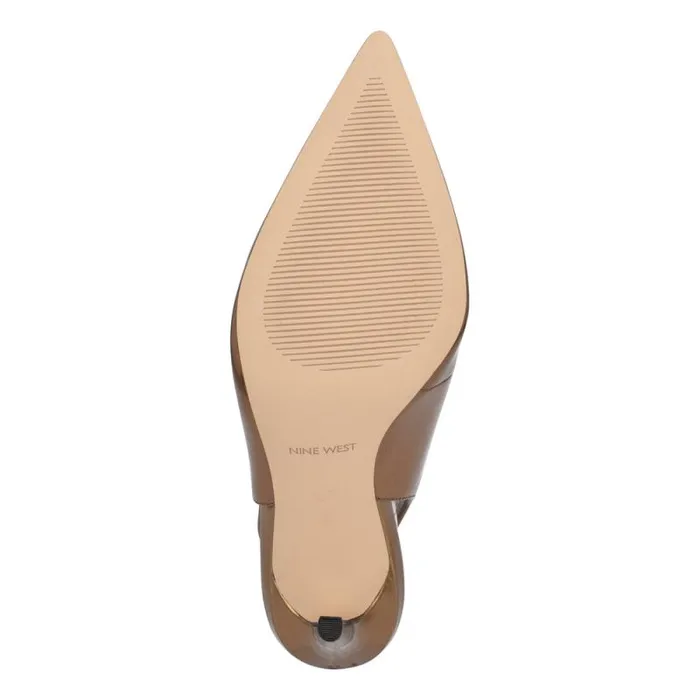 Feather Pointy Toe Slingback Pumps Bronze Women Nine West Heels Feather Pointy Toe Slingback Pumps Bronze Women Nine West Heels