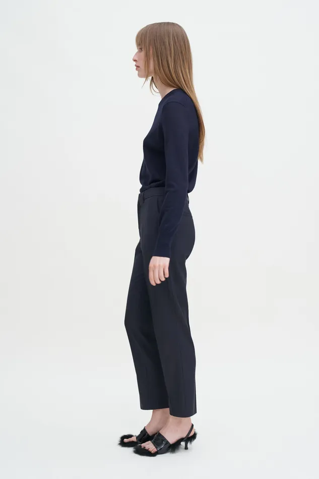 filippak Trousers Women Emma Cropped Cool Wool Trousers Dark Navy