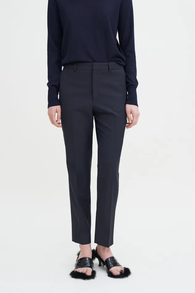 filippak Trousers Women Emma Cropped Cool Wool Trousers Dark Navy