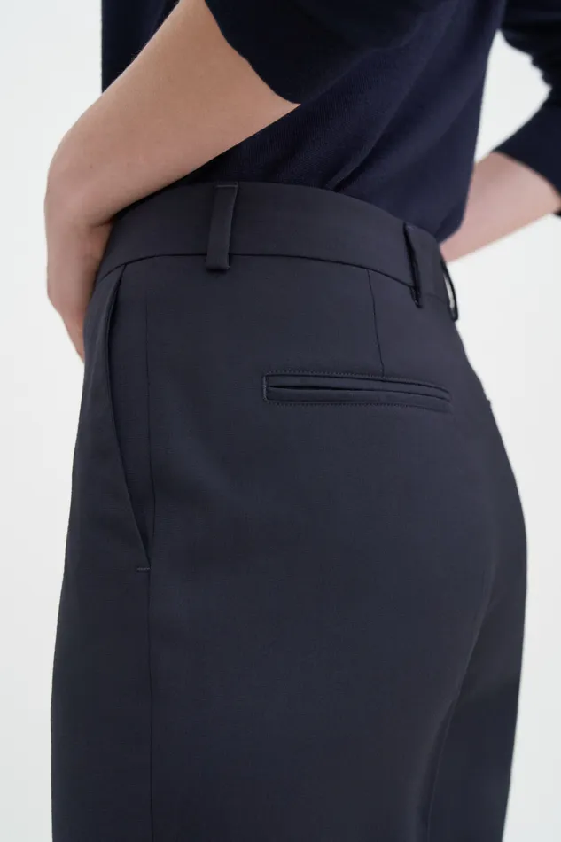 filippak Trousers Women Emma Cropped Cool Wool Trousers Dark Navy