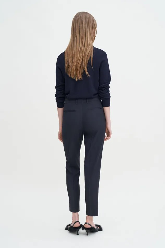 filippak Trousers Women Emma Cropped Cool Wool Trousers Dark Navy