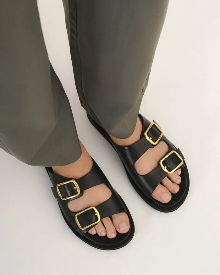FLAT SANDALS Women jomercer Egon flat sandals black leather FLAT SANDALS Women jomercer Egon flat sandals black leather