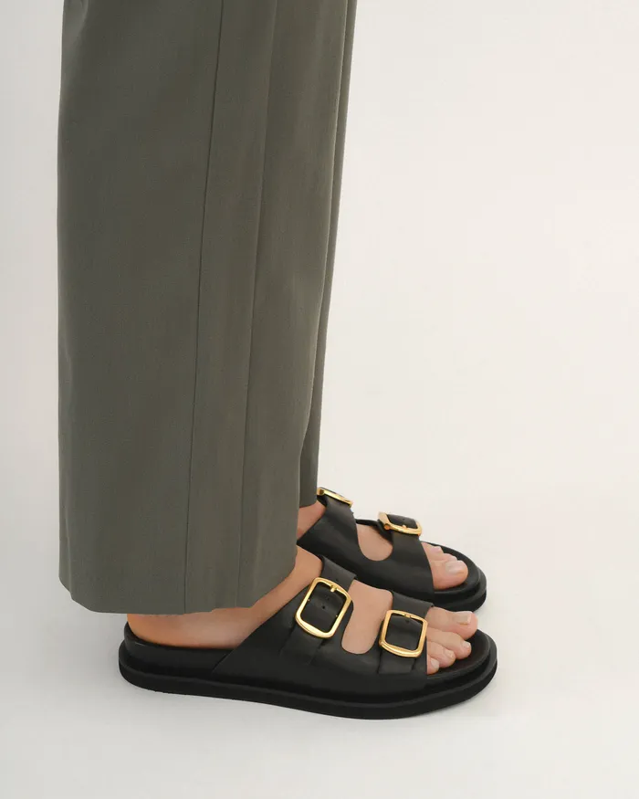 FLAT SANDALS Women jomercer Egon flat sandals black leather FLAT SANDALS Women jomercer Egon flat sandals black leather