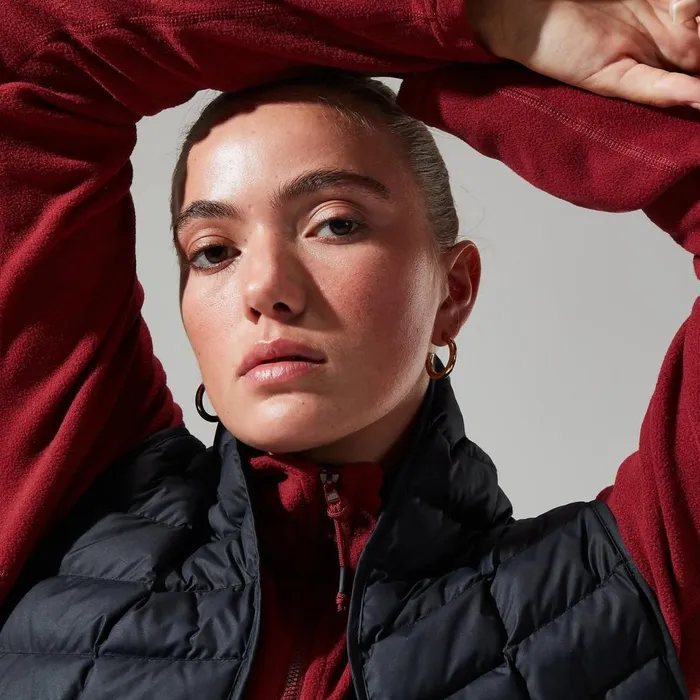 Fleece Women Berghaus Urban Prism Crop Half Zip 8211 Dark Red