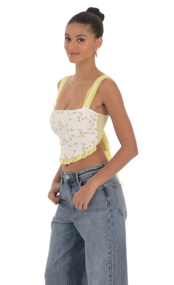 Floral Back Tie Top White Women LUCY IN THE SKY Tops