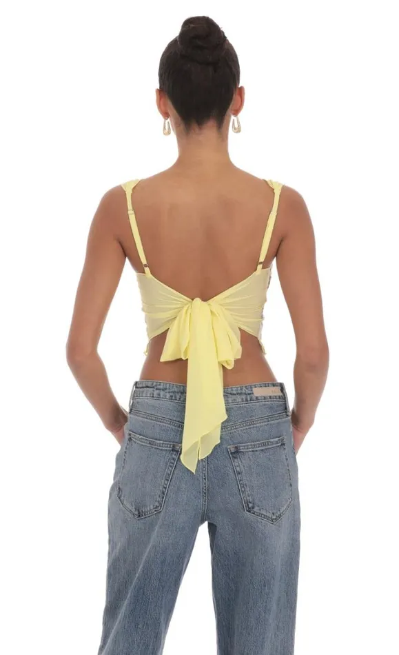 Floral Back Tie Top White Women LUCY IN THE SKY Tops