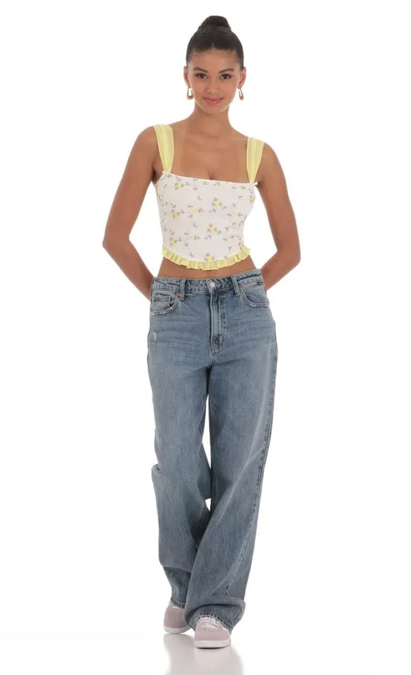 Floral Back Tie Top White Women LUCY IN THE SKY Tops