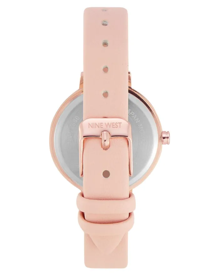 Floral Dial Smooth Strap Watch Pink Women Nine West Straps Floral Dial Smooth Strap Watch Pink Women Nine West Straps