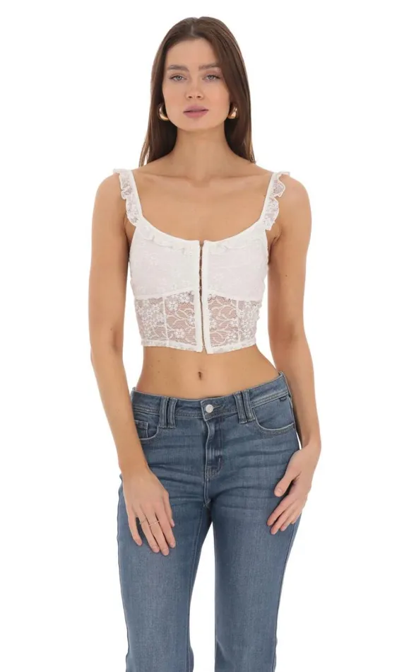 Floral Lace Top White Women LUCY IN THE SKY Tops