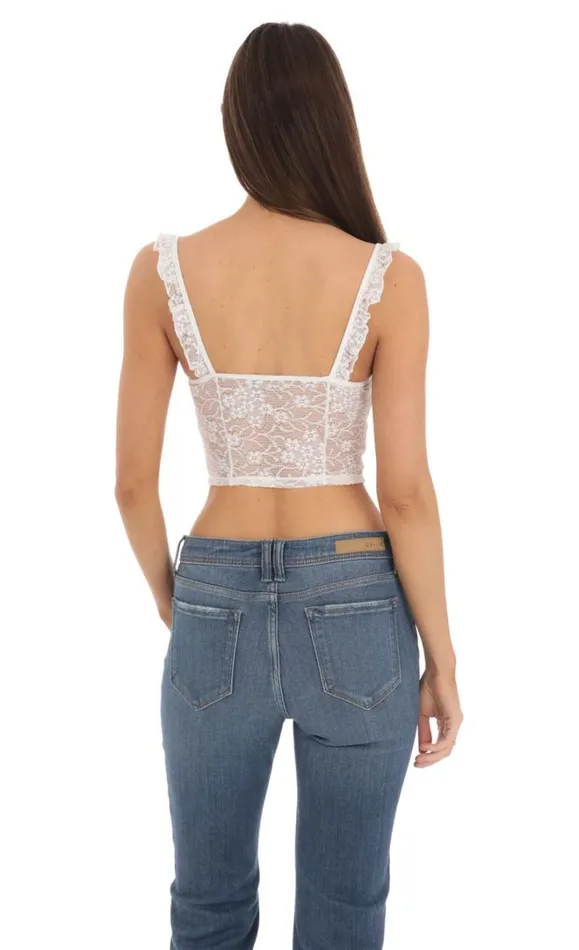 Floral Lace Top White Women LUCY IN THE SKY Tops Floral Lace Top White Women LUCY IN THE SKY Tops