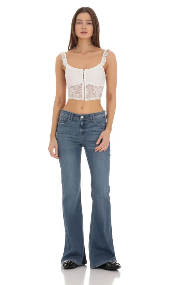 Floral Lace Top White Women LUCY IN THE SKY Tops Floral Lace Top White Women LUCY IN THE SKY Tops