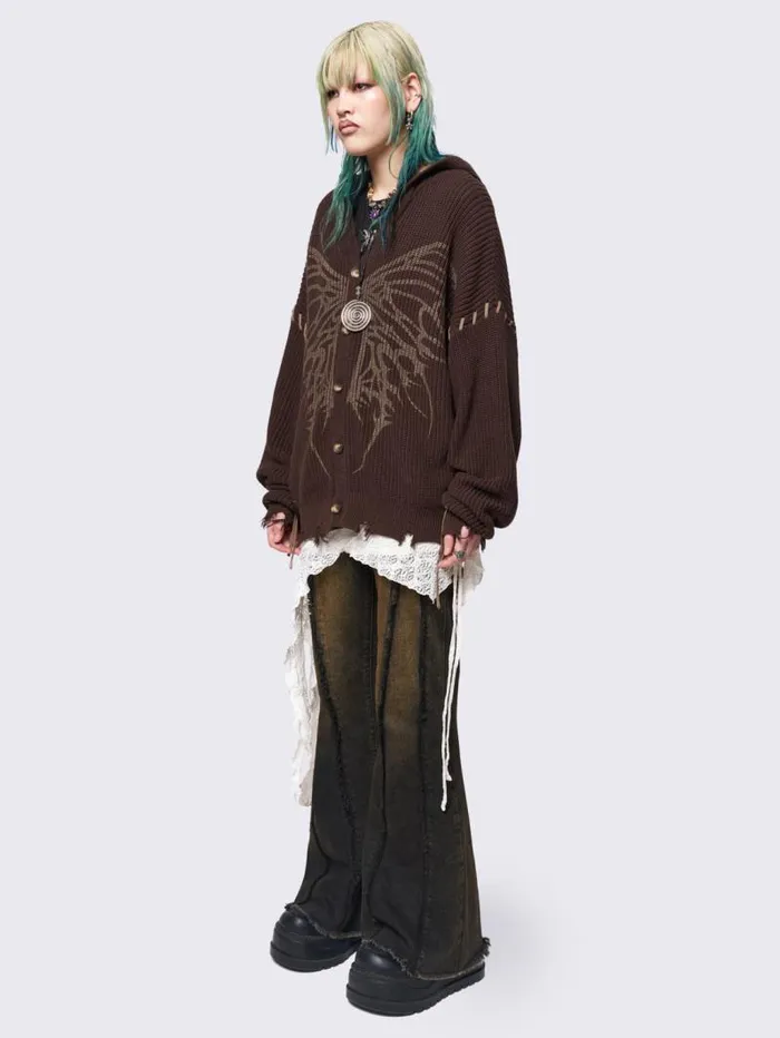Flutterby Hooded Knit Cardigan Women Minga London Knitwear