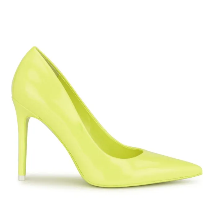 Fresh Pointy Toe Pumps Neon Yellow Patent Women Nine West Heels