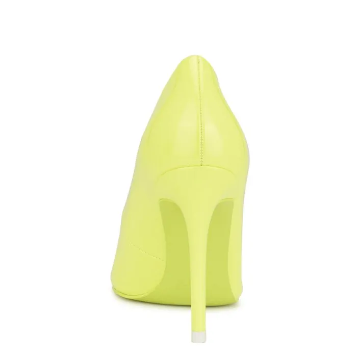 Fresh Pointy Toe Pumps Neon Yellow Patent Women Nine West Heels Fresh Pointy Toe Pumps Neon Yellow Patent Women Nine West Heels