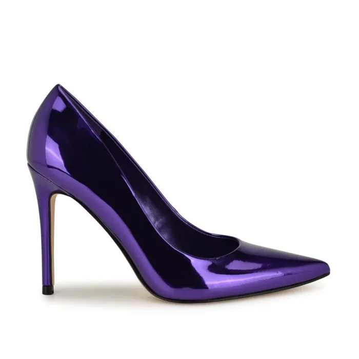 Fresh Pointy Toe Pumps Purple Mirror Patent Women Nine West Heels