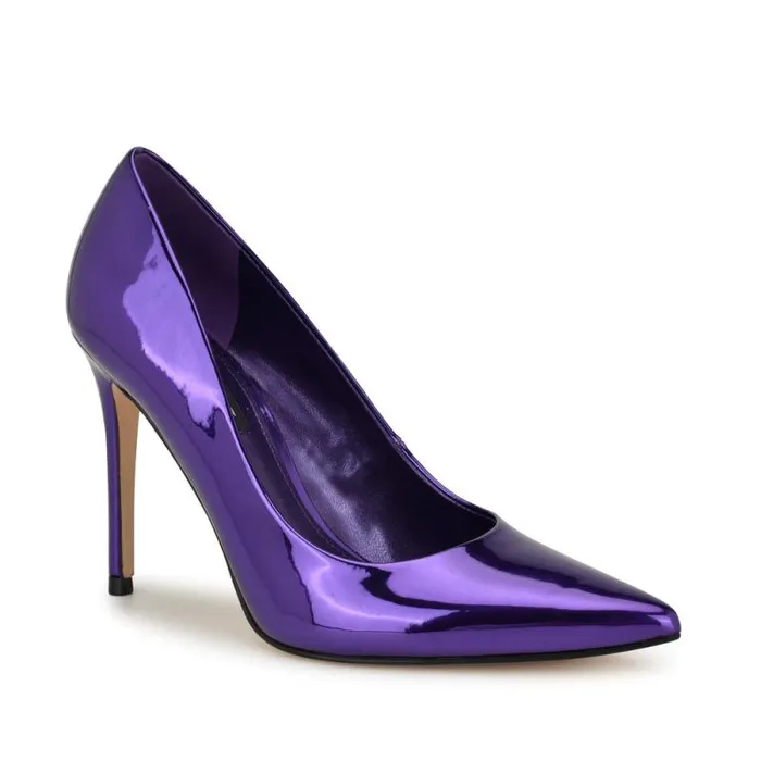 Fresh Pointy Toe Pumps Purple Mirror Patent Women Nine West Heels